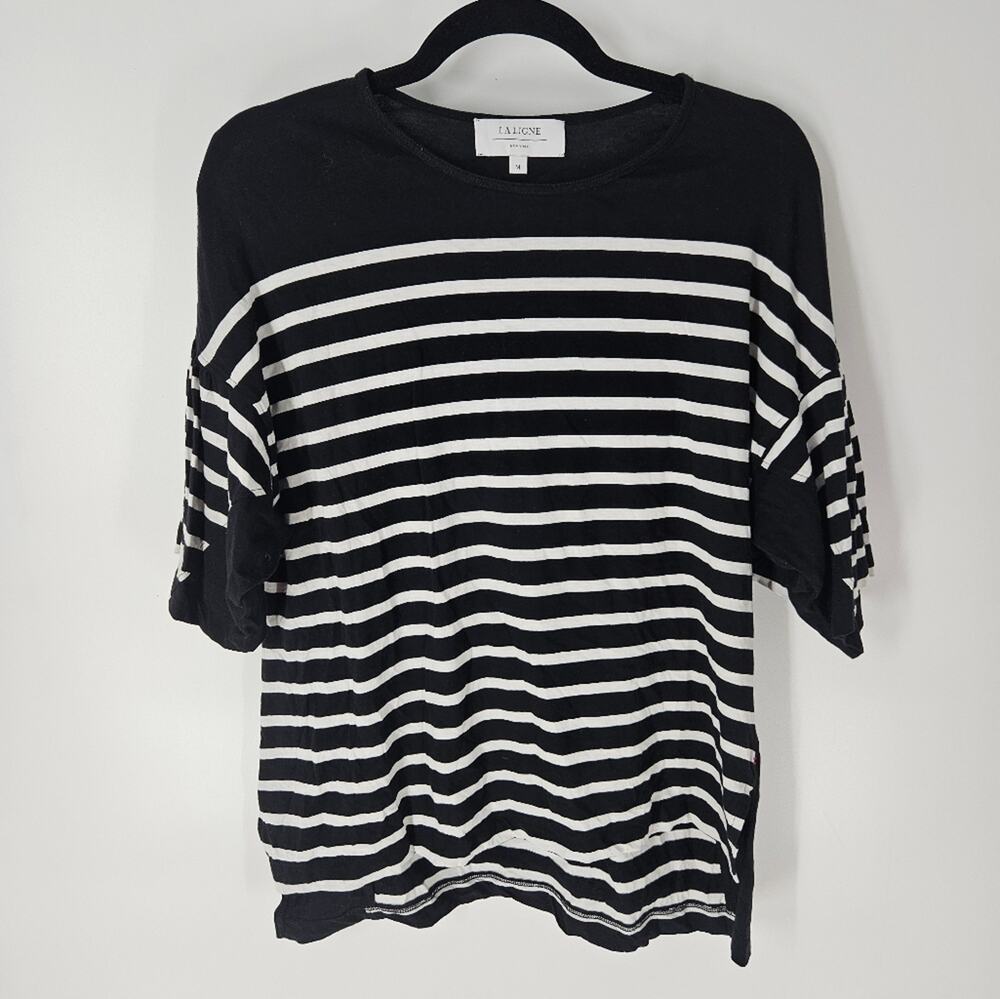 La Ligne Black White Stripe Short Sleeve Top M